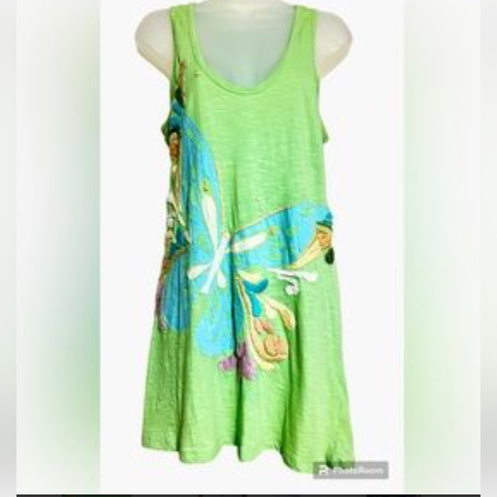 Humming womens‎ embroidered butterfly tank Tunic M(278)
